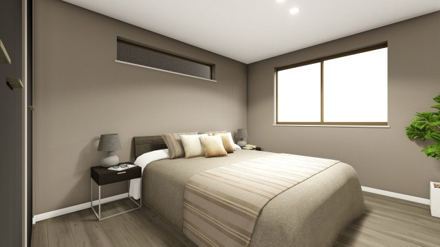 【外観パース】 | 西大井＿条件付き土地B区画 | 建物プラン例（B号地　左側）寝室