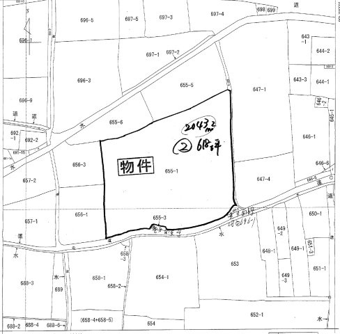 津山市河辺　売土地　618坪の土地図
