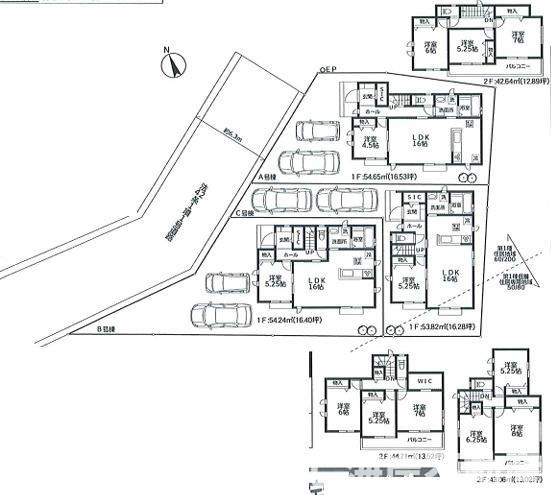 藤沢市辻堂元町２丁目　新築戸建　全3棟の区画図|対象B号棟