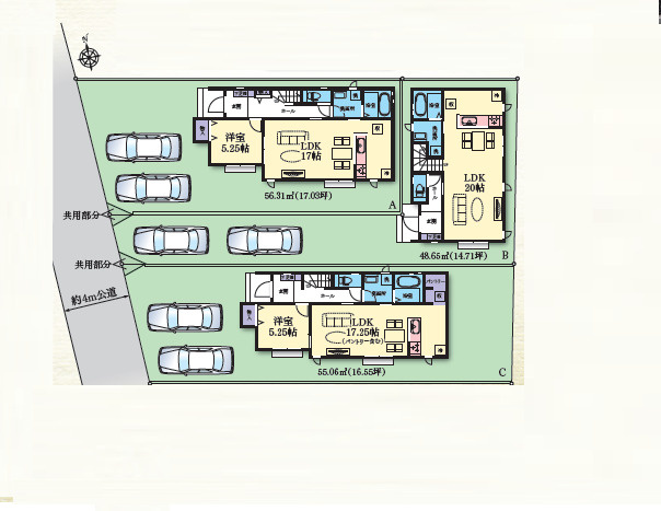 平塚市田村8丁目　新築分譲住宅　全3棟B号棟　の区画図