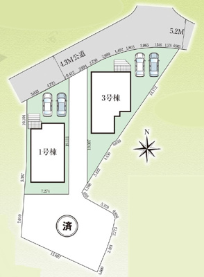 【区画図】 | 南城市知念安座真3期（全3棟）1・3号棟 | ※2号棟成約済み