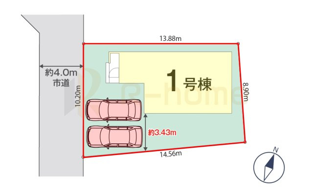 取手市新取手2丁目第1期　新築戸建て　1号棟の区画図|大きなお買い物だからこそ、メリット・デメリットを伝えさせて頂きます。
R-homeにお任せください♪