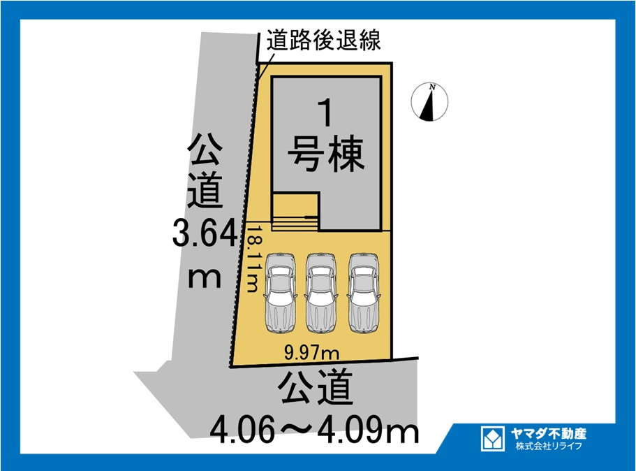リーブルガーデン　一宮市浅井町河田　全1区画分譲の区画図|■区画図
■YAMADA電機の　ヤマダ不動産　株式会社リライフ　
いつでもお問合わせ下さい。