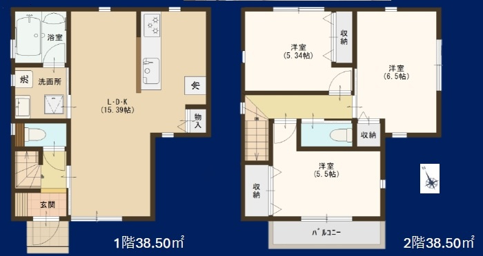 越谷市宮本町新築戸建ての間取り
