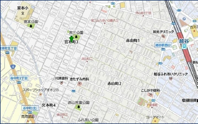 越谷市宮本町新築戸建ての地図