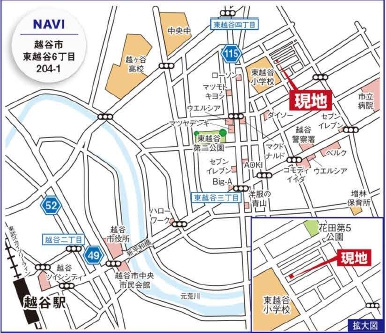 越谷市東越谷新築戸建ての地図