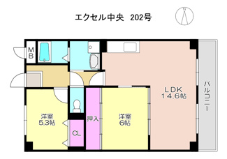 【間取り】 | エクセル中央 202 | ★間取り改造　
　3DK→2LDK（2026.3施工予定）
