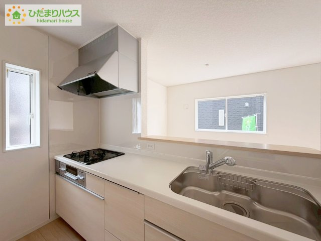 いわき市錦町第32　新築戸建　2号棟のキッチン|家族と会話しながら料理できるオープンカウンター♪