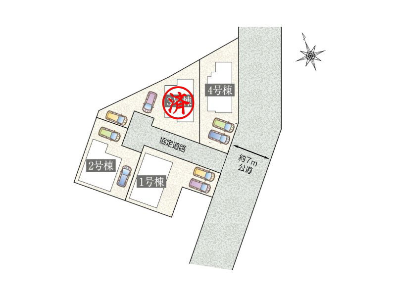 行田市深水町　分譲住宅　全４棟の区画図