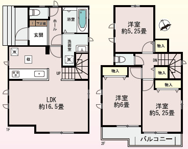 川越市石原町２丁目　新築戸建の間取り|3LDK