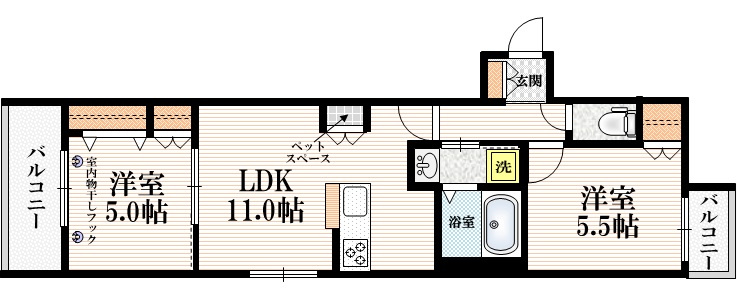 Ｐｌｕｍｅｒｉａ　Ｙ・Ｋの間取り