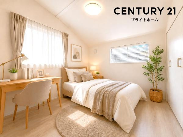 横浜市保土ケ谷区上菅田町の新築一戸建の洋室|二面採光の明るい洋室♪
休日はこちらでおくつろぎ下さい♪
※家具等はＣＧでの参考レイアウトです。