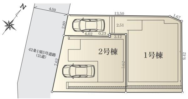 横浜市戸塚区戸塚町の新築一戸建の区画図|限定2棟の販売です！
お気軽にお問合せ下さい！