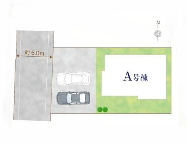 【Heartfull Town】小平天神町二丁目322番の区画図|住環境良好な人気の低層住居専用地域に立地☆
車種により2台駐車可能なカースペース完備♪
前道が5ｍあるのでお車の出し入れも楽々です♪
