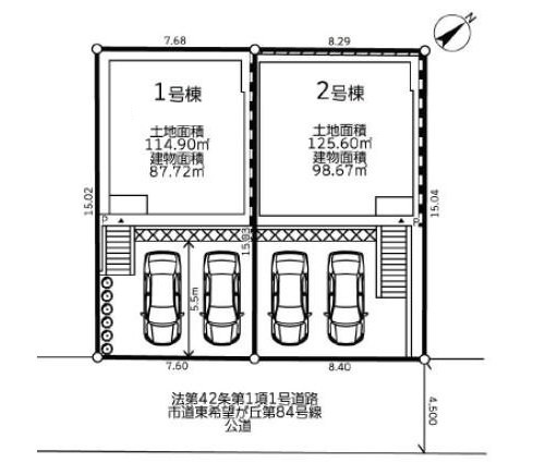 【横浜市旭区中沢3丁目54-7全2棟新築戸建て】★仲介手数料無料★（中沢小学校・旭中学校）の区画図