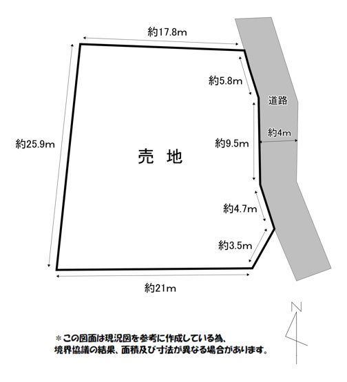 【土地図】 | 橘売地 | 120坪の圧倒的開放感！平屋を建てても庭が広く取れる贅沢さ。