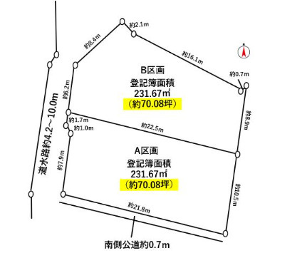 知多市日長字山之腰　売り土地の区画図