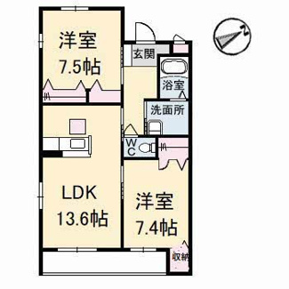 【間取り】 | グランマスト多治米　B棟 | 2LDK
