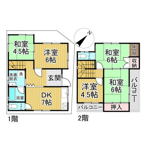 岸和田市藤井町1丁目貸家の間取り