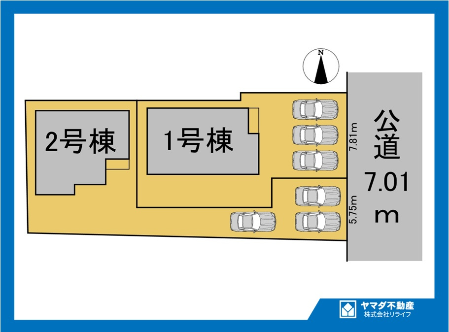 リーブルガーデン　一宮市小信中島第２　全２区画分譲の区画図|■区画図
■YAMADA電機の　ヤマダ不動産　株式会社リライフ　
いつでもお問合わせ下さい。