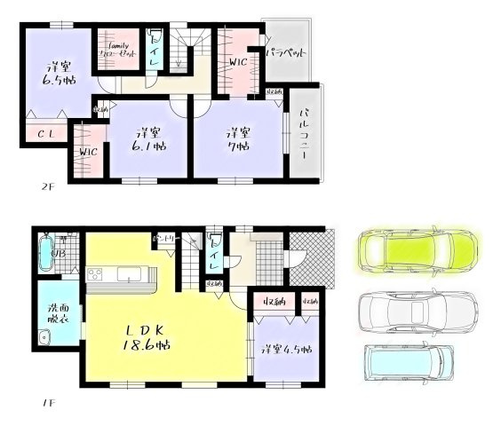 Adoble+アドブル＋小倉南区葛原本町4丁目2期　【小倉南区　新築戸建て】の間取り