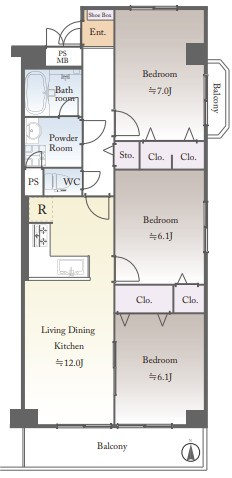 【間取り】 | 八戸ノ里第3ガーデンハイツＢ棟（オーナーチェンジ）　近鉄八戸ノ里駅