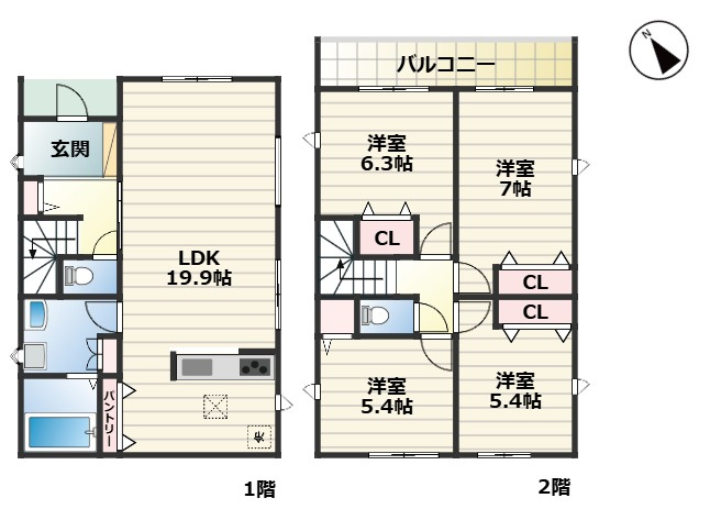MIRASUMO東区矢田308①｜名古屋市の戸建ならホームアップの間取り