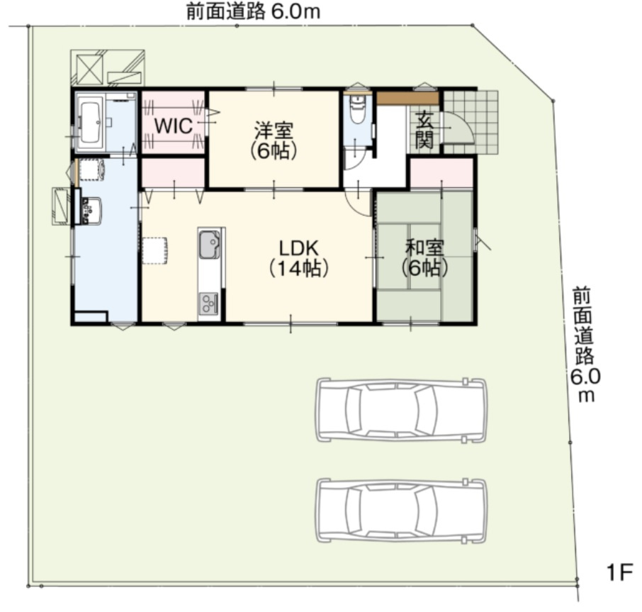 筑西市八丁台の間取り|ゆったり配置で並列駐車可能です！