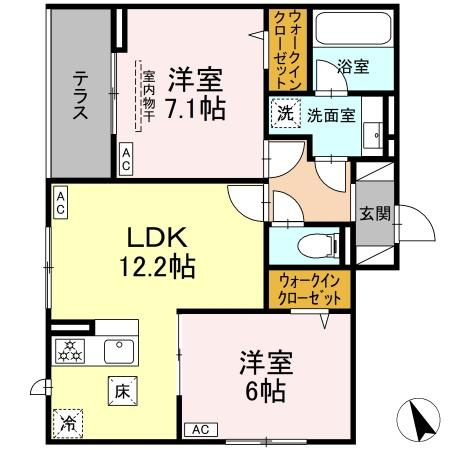 D Paina 宿河原6 Ⅱの間取り