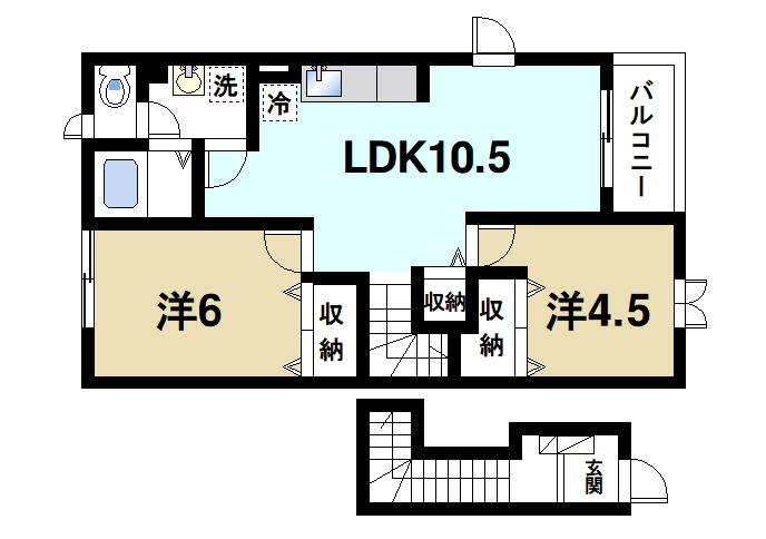 ヴェルドミールⅠの間取り|2LDK