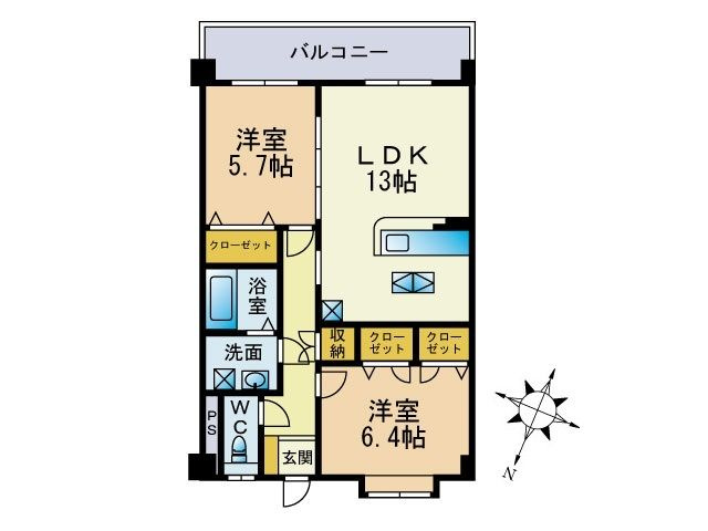 福岡市東区土井２丁目の賃貸マンションの間取り