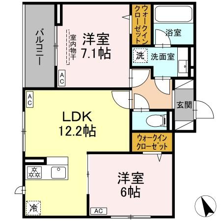 D Paina 宿河原6 Ⅱの間取り
