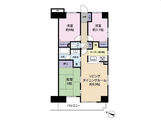 【間取り】 | コスモ狭山ロイヤルステージ | 3LDK