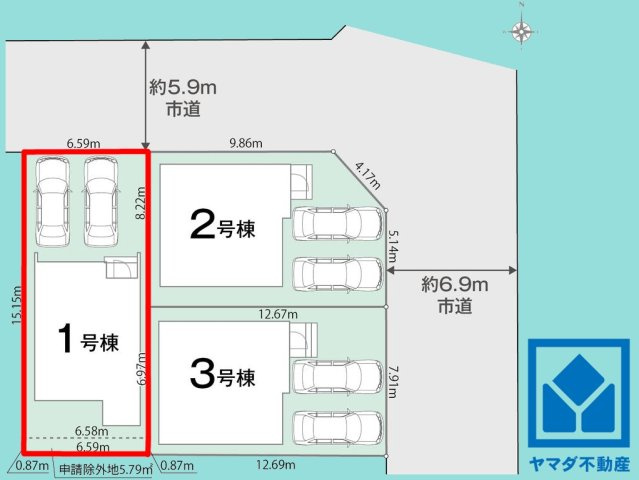 宇治市木幡御蔵山　01期　1号棟の区画図