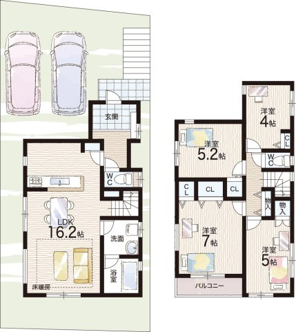 ■枚方市印田町　第2期　新築一戸建ての間取り|B号地