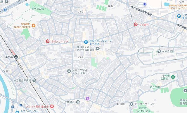 ■枚方市印田町　第2期　新築一戸建ての地図