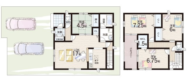 1(土)2(日)現地説明会　天理市杉本町　全4邸の間取り|2号地