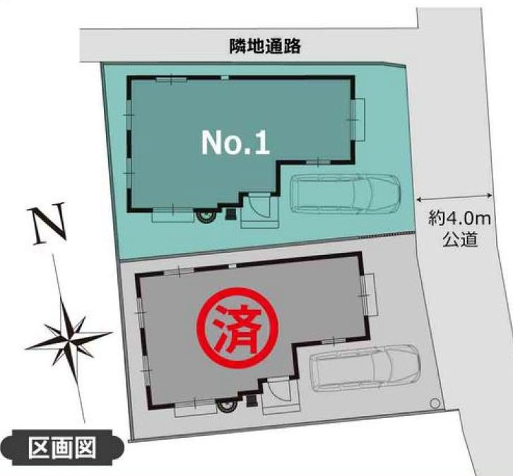 海まで徒歩4分！ ３LDK＋小屋裏　新築分譲住宅の区画図|No.1