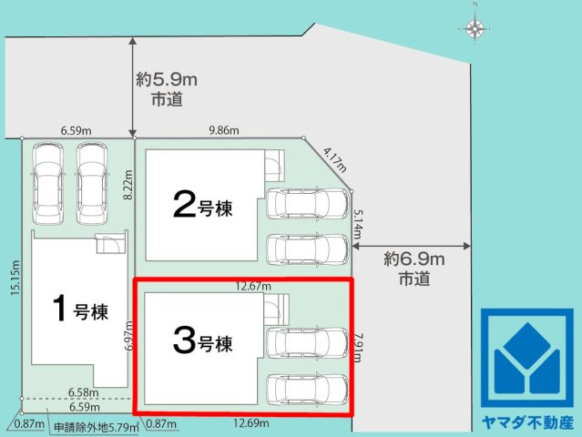 宇治市木幡御蔵山　01期　3号棟の区画図