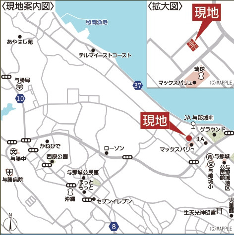 うるま市与那城屋慶名　第6（全4棟）1・4号棟の地図|地図♪