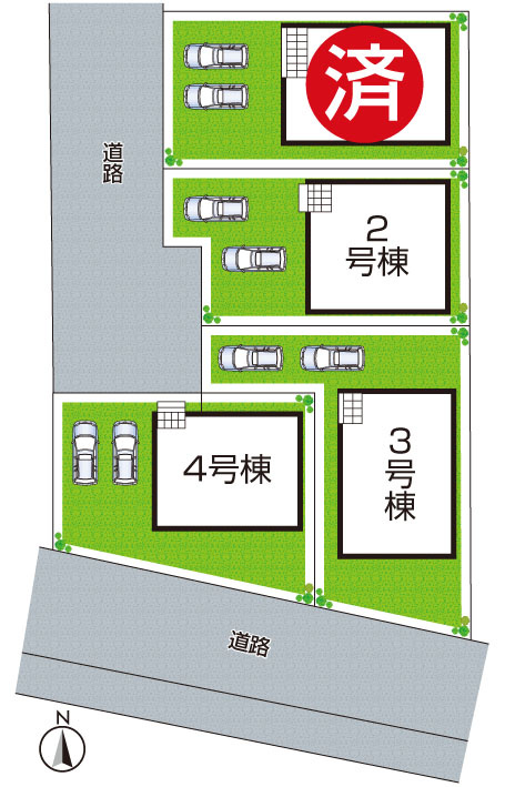 天理市杉本町　第2期　新築一戸建ての区画図|全4区画