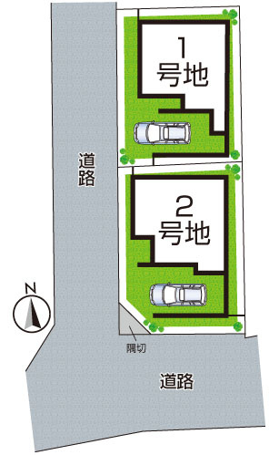 29日(土)30日(日)現地ご見学可能！寝屋川市春日町　全2邸の区画図|全２区画