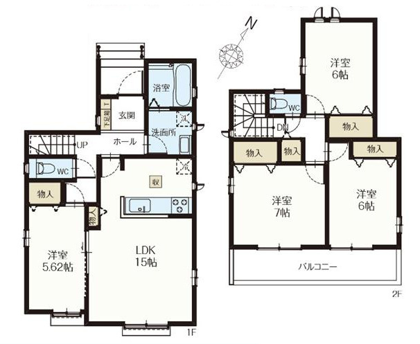 北本宮内　2期　新築一戸建て　ハートフルタウン　Kの間取り|【全9棟・K号棟】北本宮内　2期　新築一戸建て　ハートフルタウン　K・4LDK・土地面積120.23m2・建物面積96.26m2