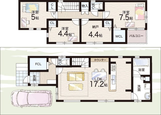■寝屋川市成田町　新築一戸建ての間取り|B号地
