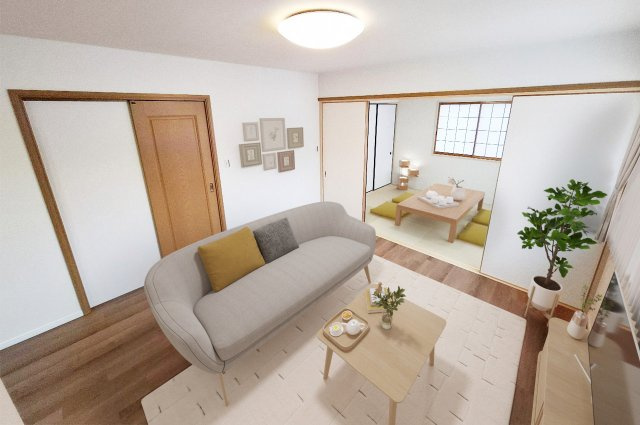 富田林市伏山の居間・リビング|LDK バーチャルステージング（実際には家具はついていません）