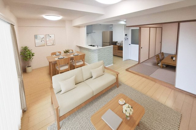 ディオ・フェルティ白鷺の居間・リビング|LDK バーチャルステージング（実際には家具はついていません）