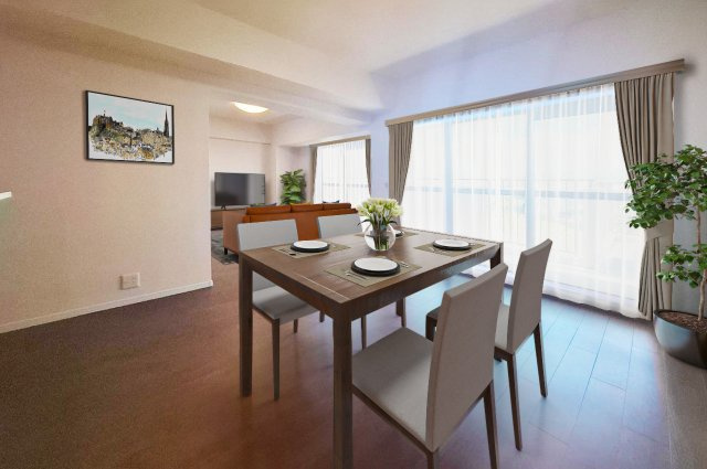 シティパーク北野田の居間・リビング|LDK：バーチャルステージング（実際には家具はついていません）