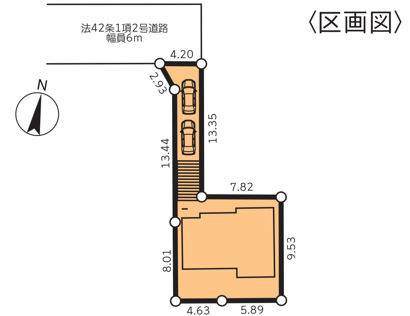横浜市青葉区松風台 中古戸建て【仲介手数料無料】カースペース2台の区画図