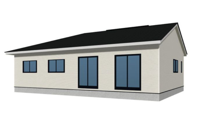 クレイドルガーデン前橋市朝倉町町第4　2号棟（平屋）の完成予想図|朝倉町に平屋住宅を建築中です。南面からの外観イメージです。
お客様のご都合に合わせて同仕様の物件もご見学頂けます♪
クレイドルガーデンはシンプルで飽きのこないデザインでおススメです☆