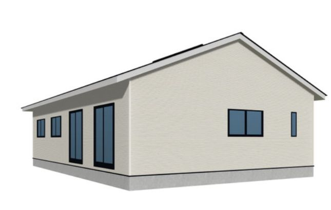 クレイドルガーデン前橋市朝倉町町第4　2号棟（平屋）の完成予想図|朝倉町に平屋住宅を建築中です。東面からの外観イメージです。
お客様のご都合に合わせて同仕様の物件もご見学頂けます♪
クレイドルガーデンはシンプルで飽きのこないデザインでおススメです☆